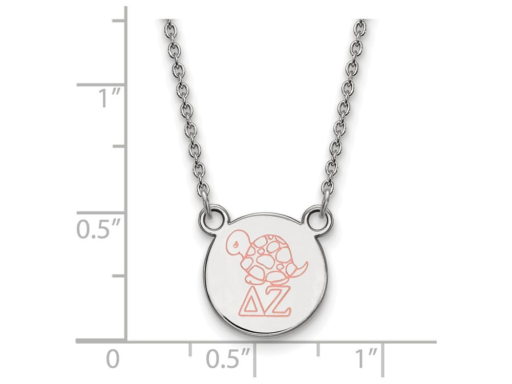 LogoArt Sterling Silver Delta Zeta Extra Small Enameled Pendant Necklace With 18 Inch