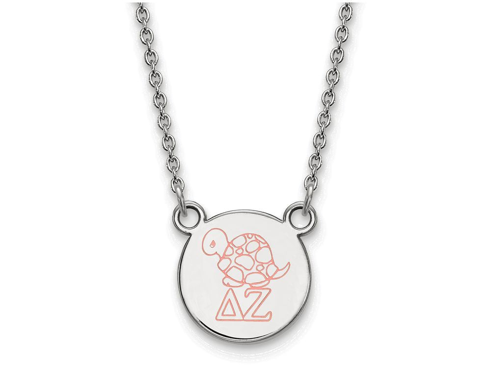 LogoArt Sterling Silver Delta Zeta Extra Small Enameled Pendant Necklace With 18 Inch