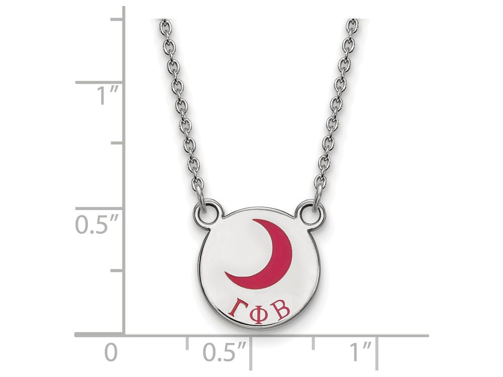 LogoArt Sterling Silver Gamma Phi Beta Extra Small Enameled Pendant Necklace With 18 Inch