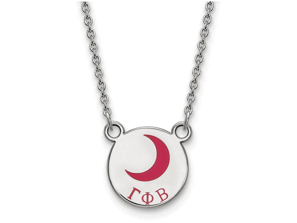 LogoArt Sterling Silver Gamma Phi Beta Extra Small Enameled Pendant Necklace With 18 Inch