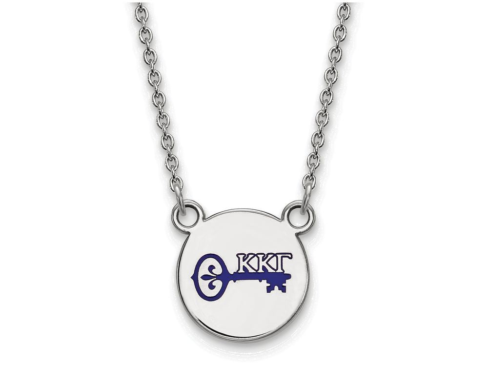 LogoArt Sterling Silver Kappa Kappa Gamma Extra Small Enameled Pendant Necklace With 18 Inch