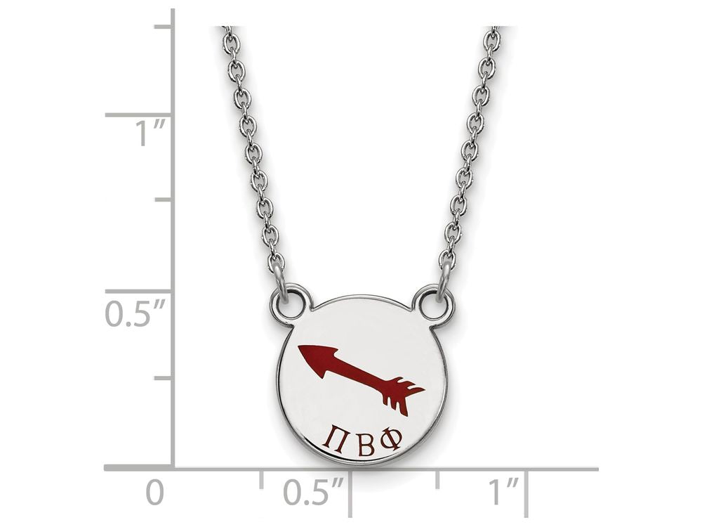 LogoArt Sterling Silver Pi Beta Phi Extra Small Enameled Pendant Necklace With 18 Inch