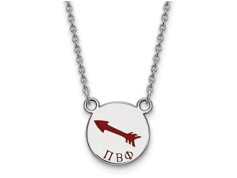 LogoArt Sterling Silver Pi Beta Phi Extra Small Enameled Pendant Necklace With 18 Inch