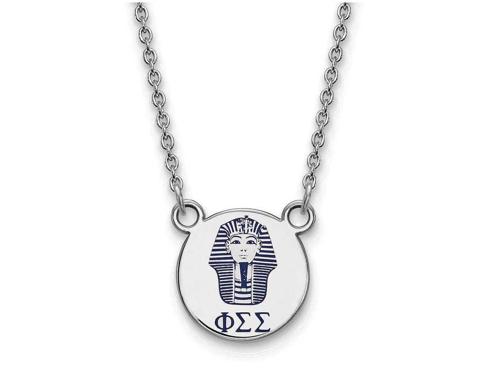 LogoArt Sterling Silver Phi Sigma Sigma Extra Small Enameled Pendant Necklace With 18 Inch