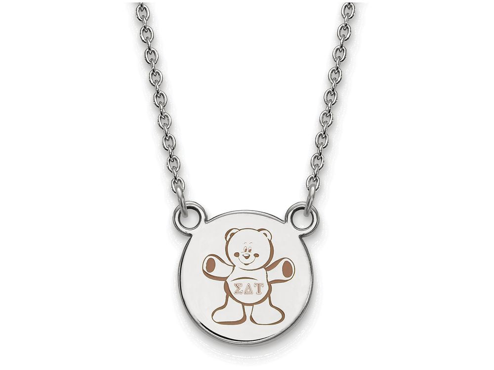 LogoArt Sterling Silver Sigma Delta Tau Extra Small Enameled Pendant Necklace With 18 Inch