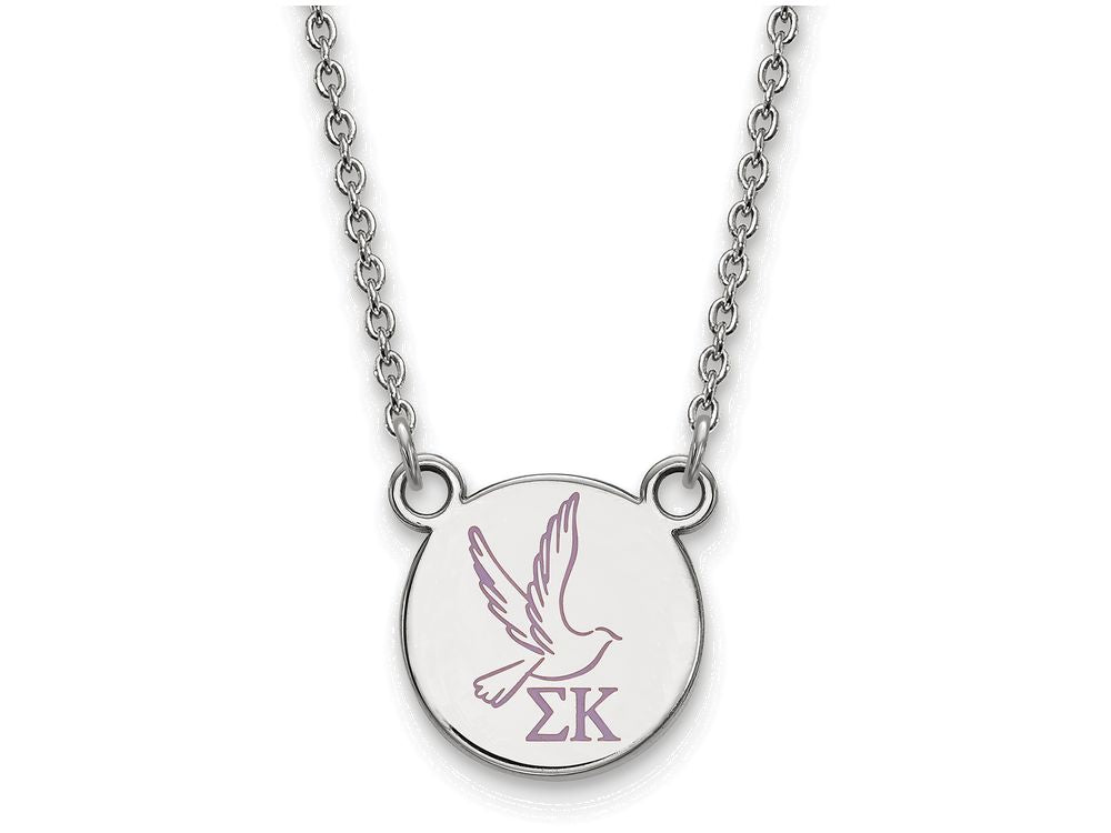 LogoArt Sterling Silver Sigma Kappa Extra Small Enameled Pendant Necklace With 18 Inch