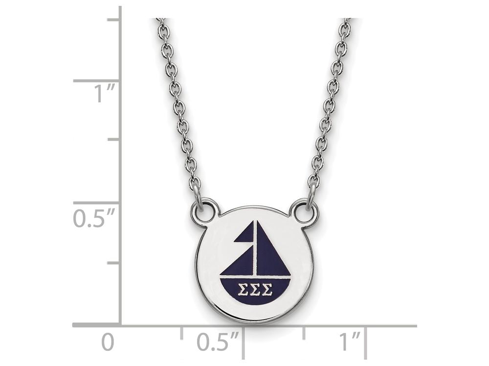 LogoArt Sterling Silver Sigma Sigma Sigma Extra Small Enameled Pendant Necklace With 18 Inch