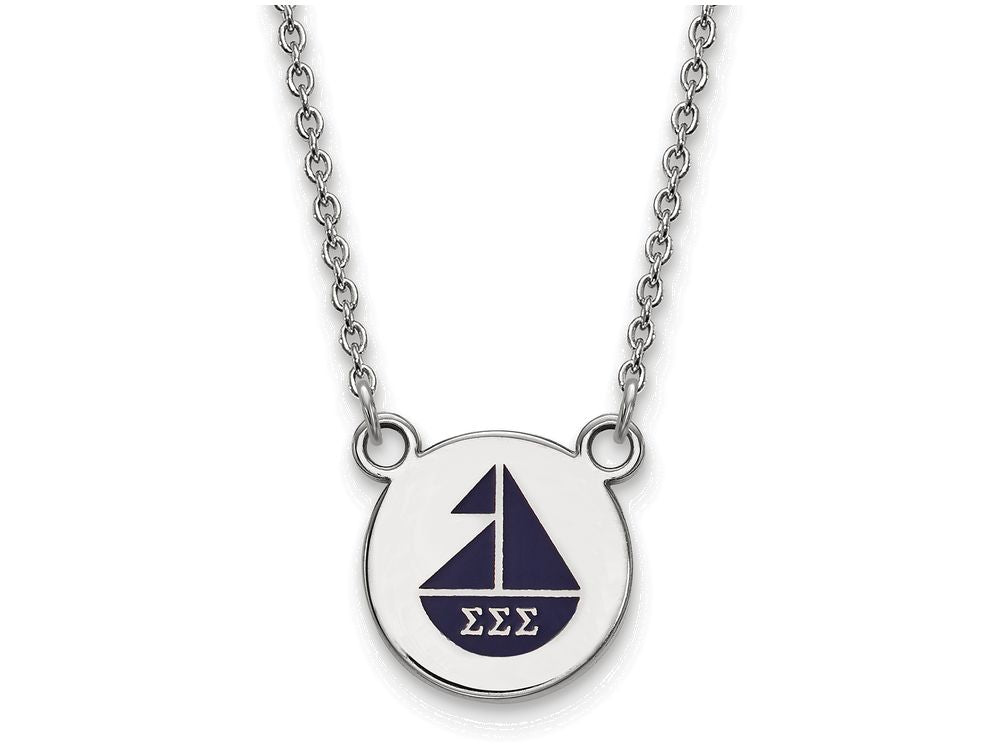 LogoArt Sterling Silver Sigma Sigma Sigma Extra Small Enameled Pendant Necklace With 18 Inch