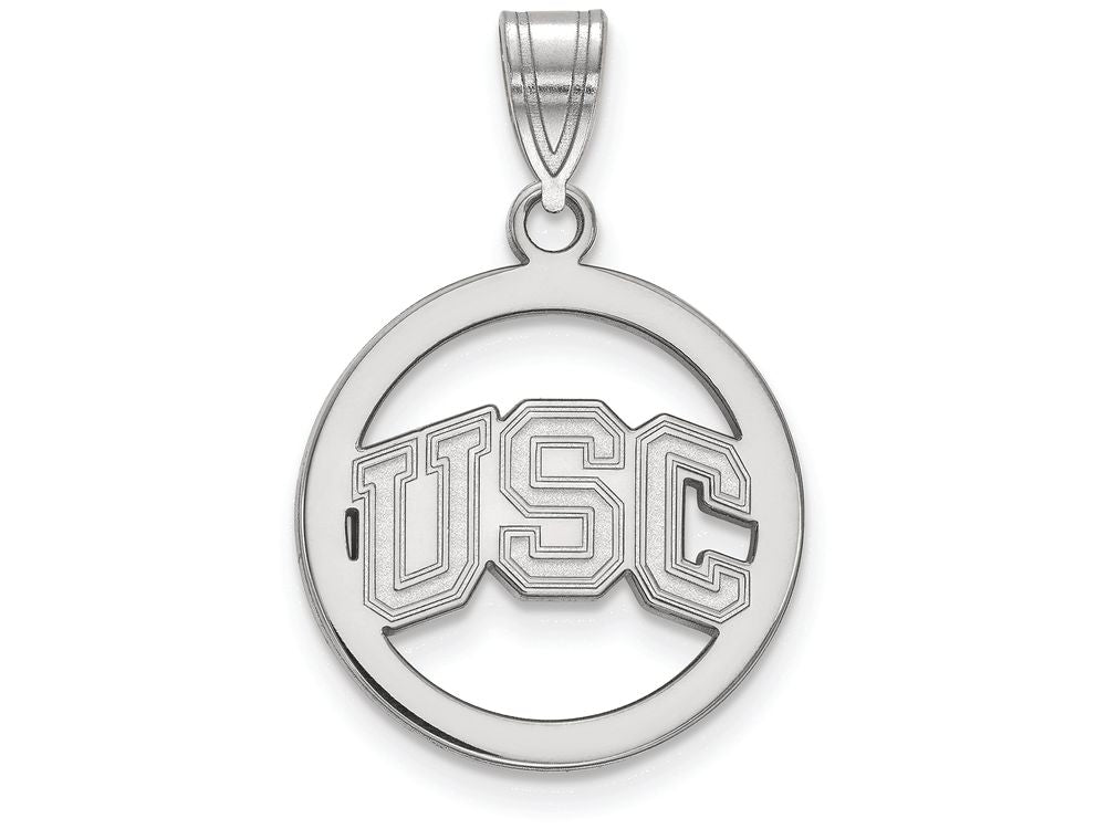 Logoart 925 Sterling Silver University Of Southern California Medium Pendant In Circle