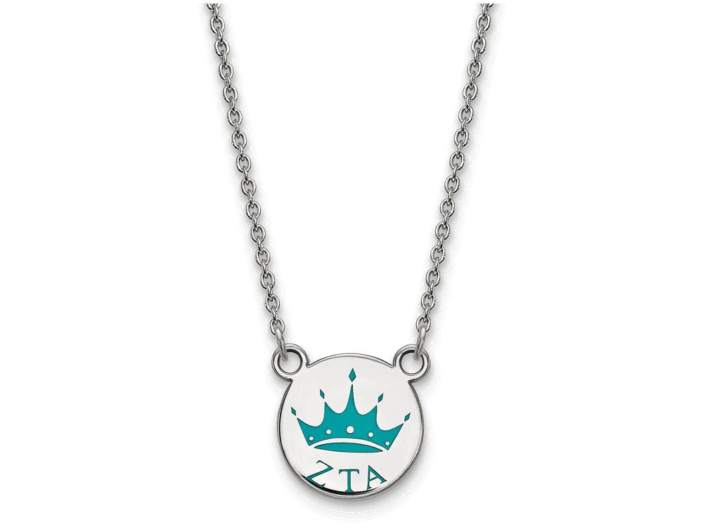 LogoArt Sterling Silver Zeta Tau Alpha Extra Small Enameled Pendant Necklace With 18 Inch