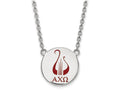 LogoArt Sterling Silver Alpha Chi Omega Small Enameled Pendant Necklace With 18 Inch