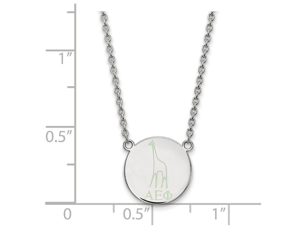 LogoArt Sterling Silver Alpha Epsilon Phi Large Enameled Pendant Necklace With 18 Inch