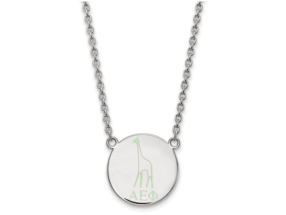LogoArt Sterling Silver Alpha Epsilon Phi Large Enameled Pendant Necklace With 18 Inch