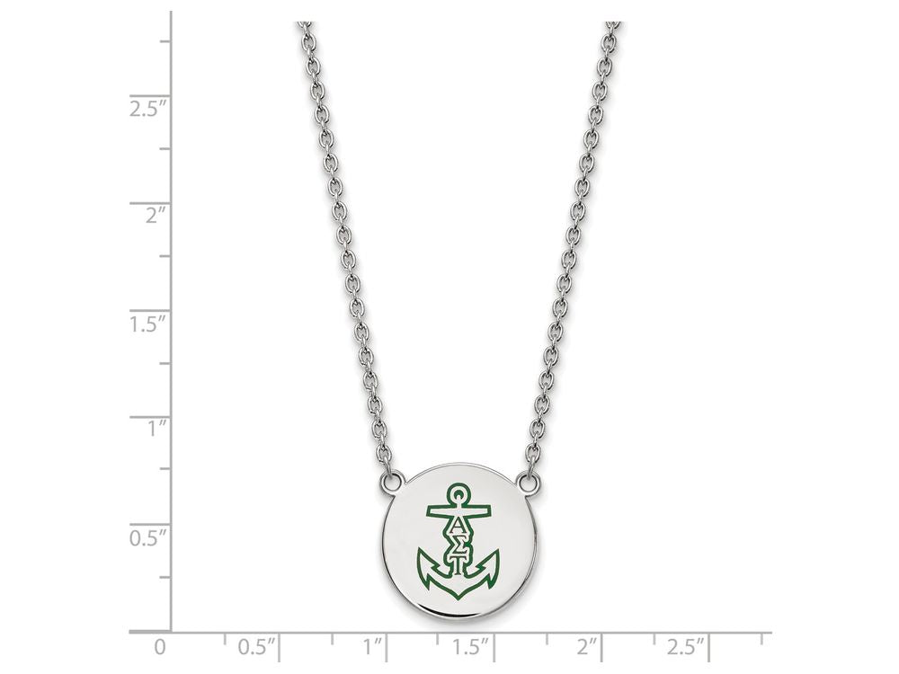 LogoArt Sterling Silver Alpha Sigma Tau Small Enameled Pendant Necklace With 18 Inch