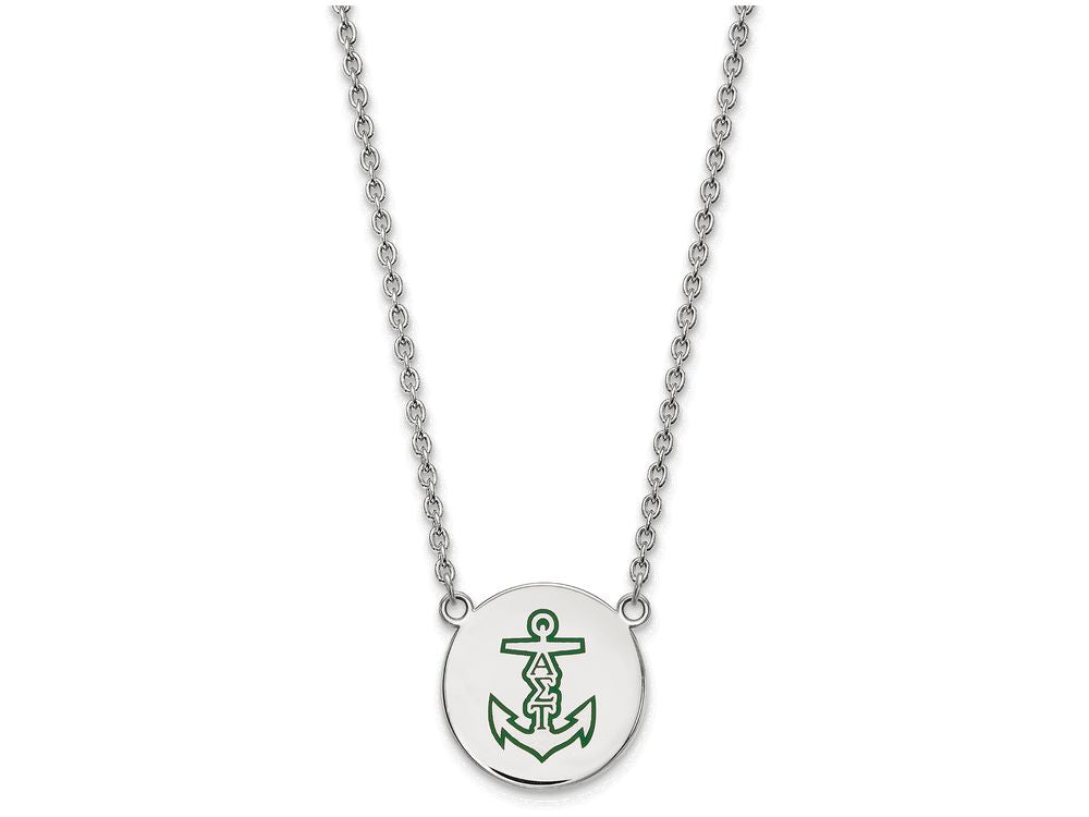 LogoArt Sterling Silver Alpha Sigma Tau Small Enameled Pendant Necklace With 18 Inch