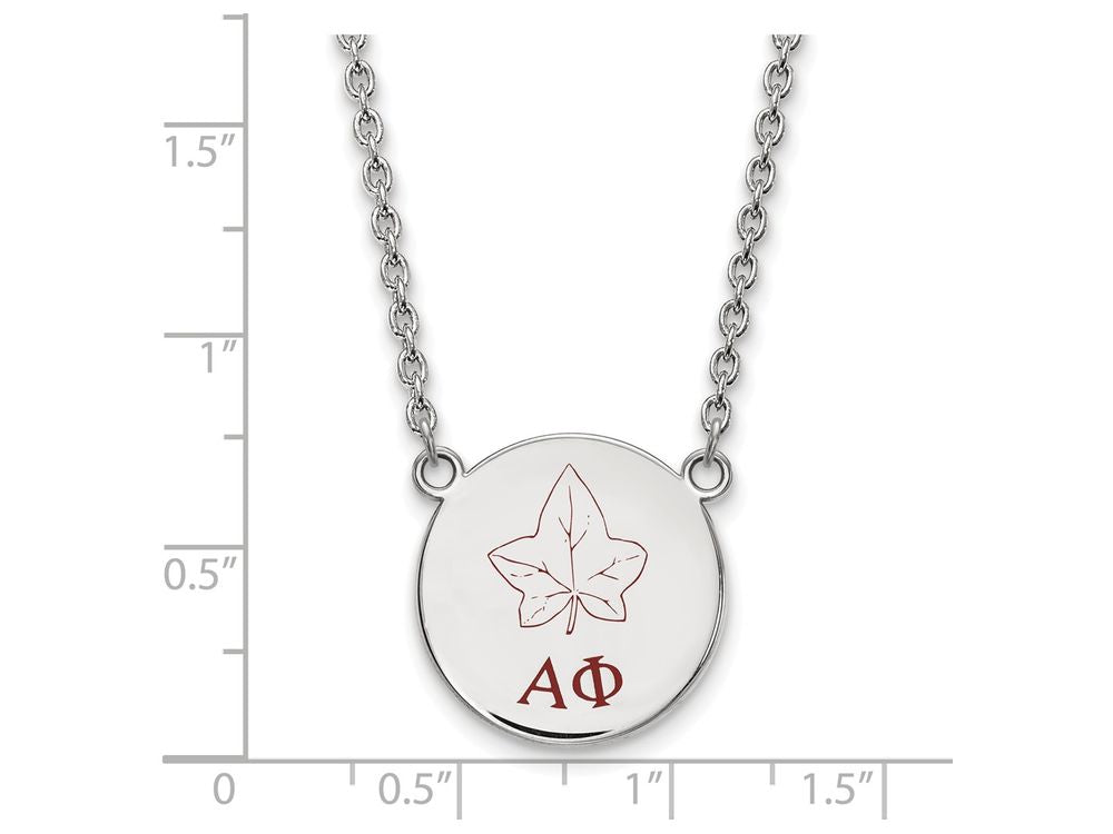 LogoArt Sterling Silver Alpha Phi Small Enameled Pendant Necklace With 18 Inch