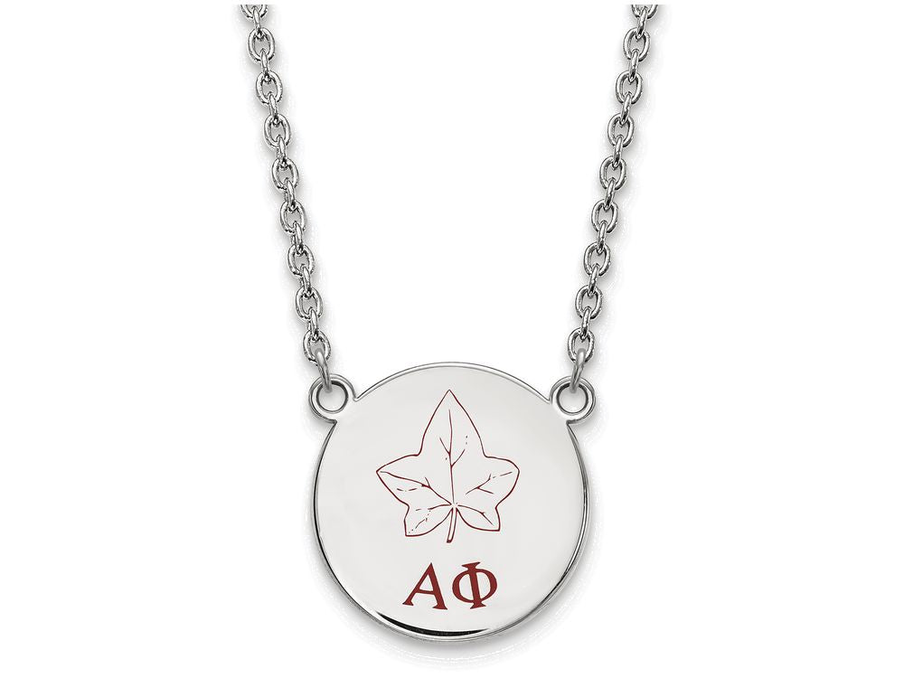 LogoArt Sterling Silver Alpha Phi Small Enameled Pendant Necklace With 18 Inch