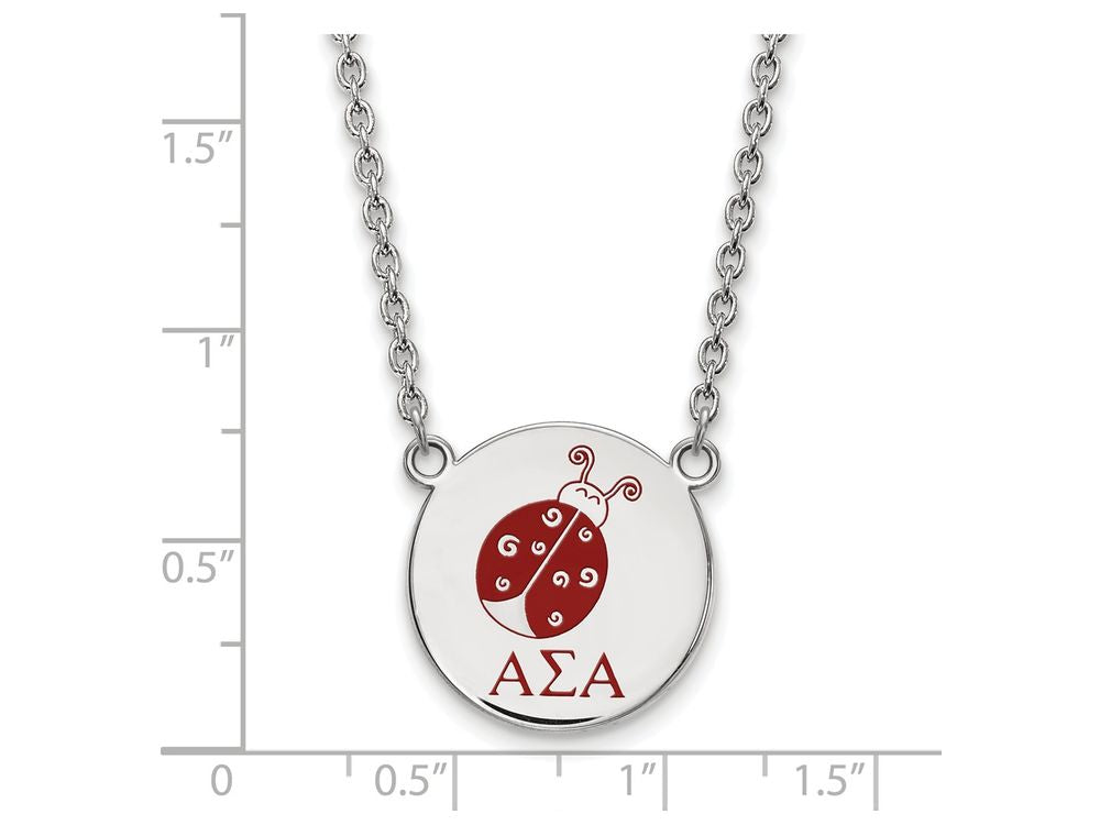 LogoArt Sterling Silver Alpha Sigma Alpha Small Enameled Pendant Necklace With 18 Inch