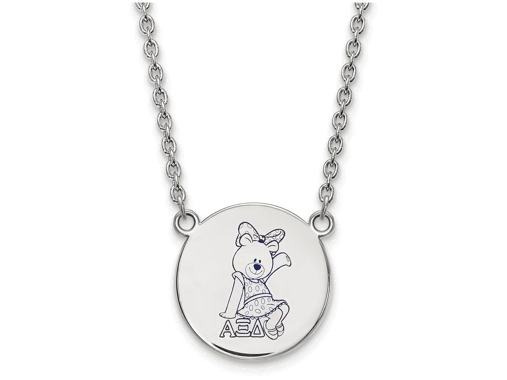 LogoArt Sterling Silver Alpha Xi Delta Small Enameled Pendant Necklace With 18 Inch