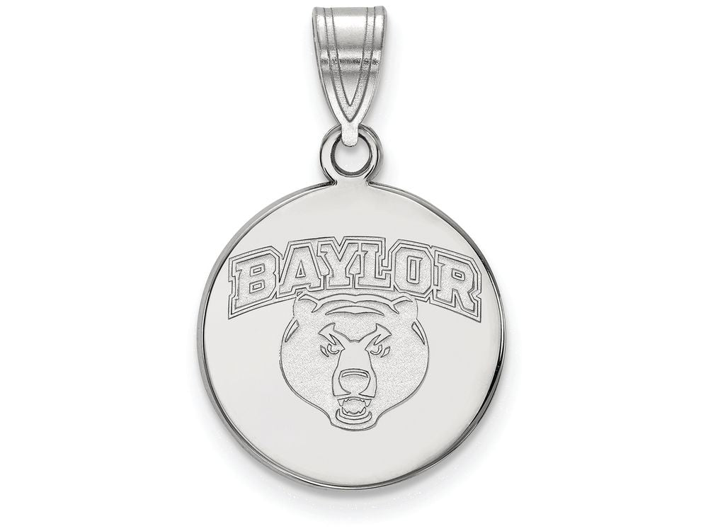 LogoArt Sterling Silver Baylor University Medium Disc Pendant Necklace
