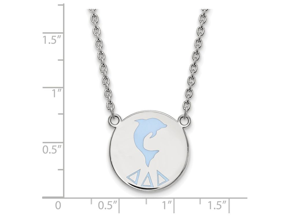 LogoArt Sterling Silver Delta Delta Delta Small Enameled Pendant Necklace With 18 Inch