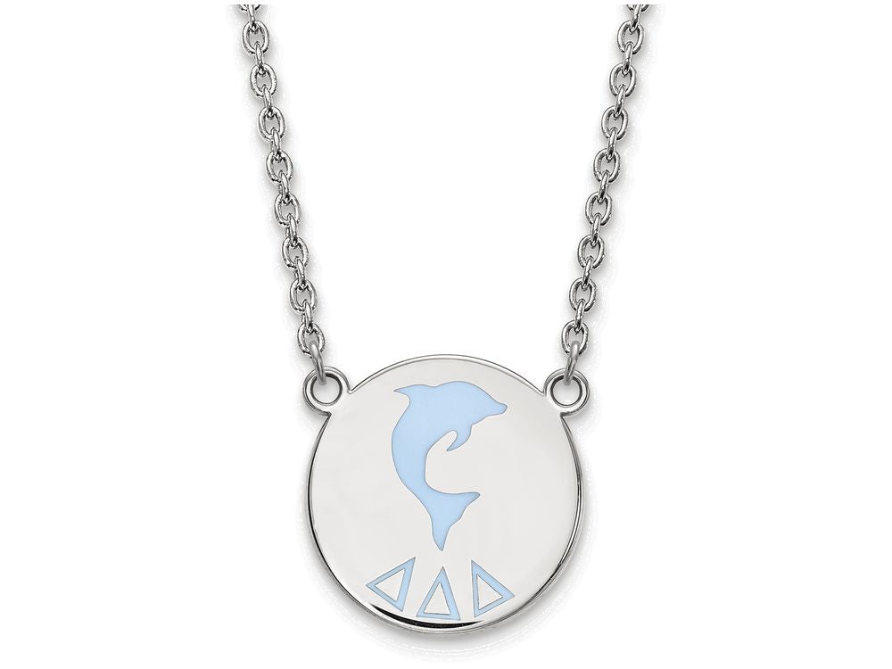 LogoArt Sterling Silver Delta Delta Delta Small Enameled Pendant Necklace With 18 Inch