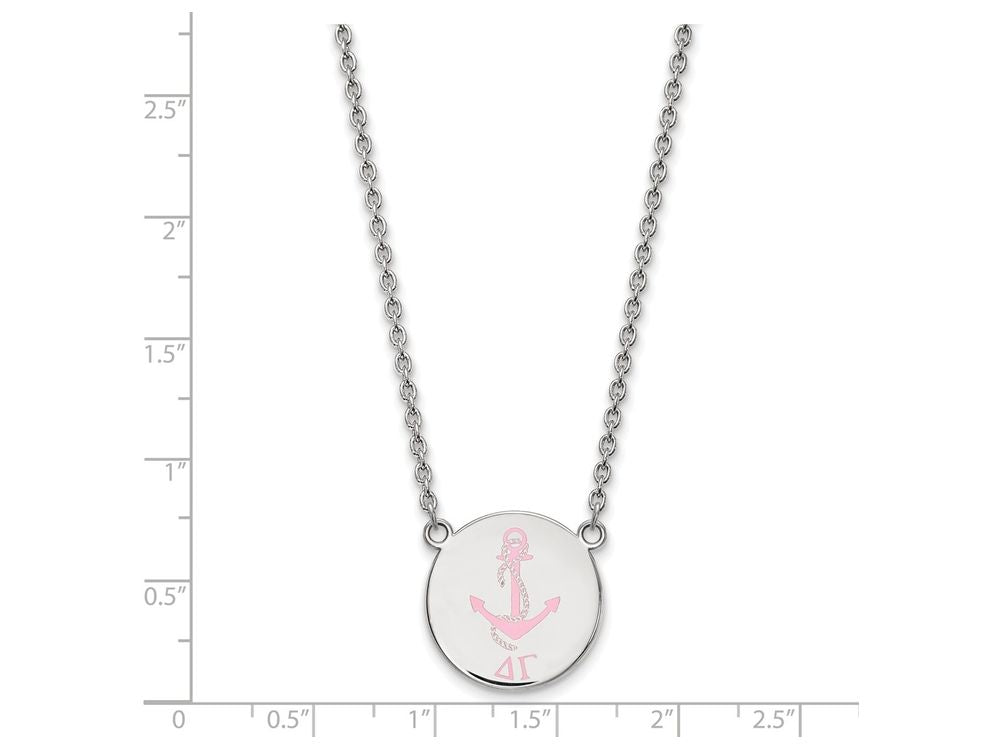 LogoArt Sterling Silver Delta Gamma Small Enameled Pendant Necklace With 18 Inch