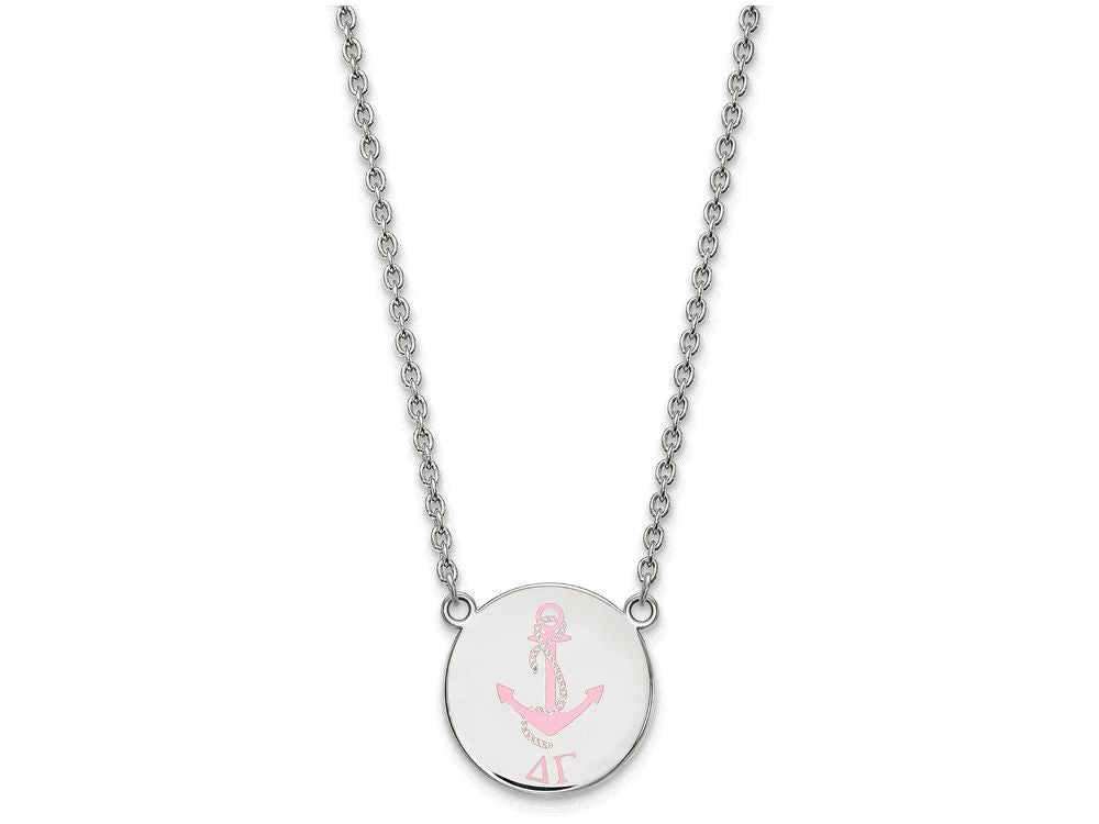 LogoArt Sterling Silver Delta Gamma Small Enameled Pendant Necklace With 18 Inch
