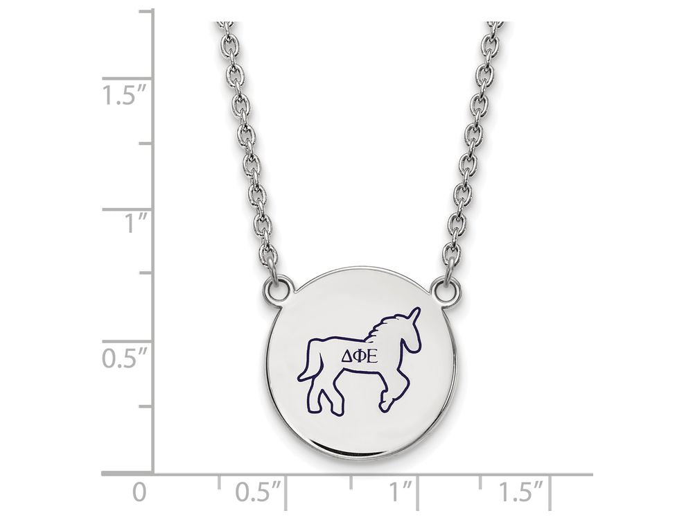 LogoArt Sterling Silver Delta Phi Epsilon Small Enameled Pendant Necklace With 18 Inch