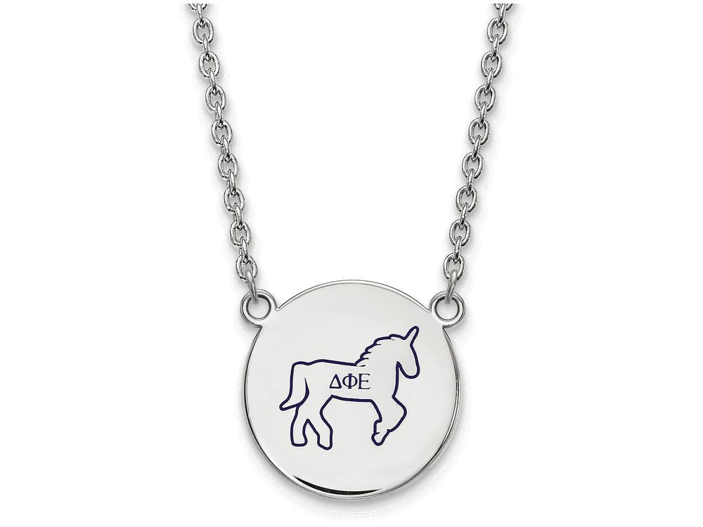 LogoArt Sterling Silver Delta Phi Epsilon Small Enameled Pendant Necklace With 18 Inch