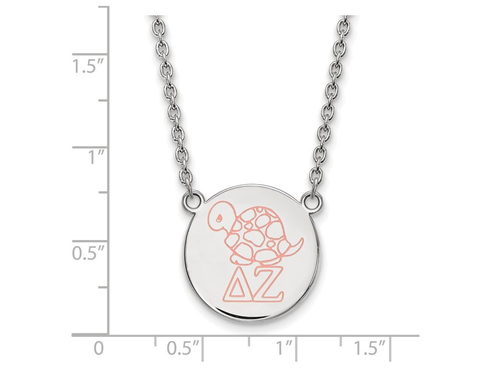 LogoArt Sterling Silver Delta Zeta Small Enameled Pendant Necklace With 18 Inch
