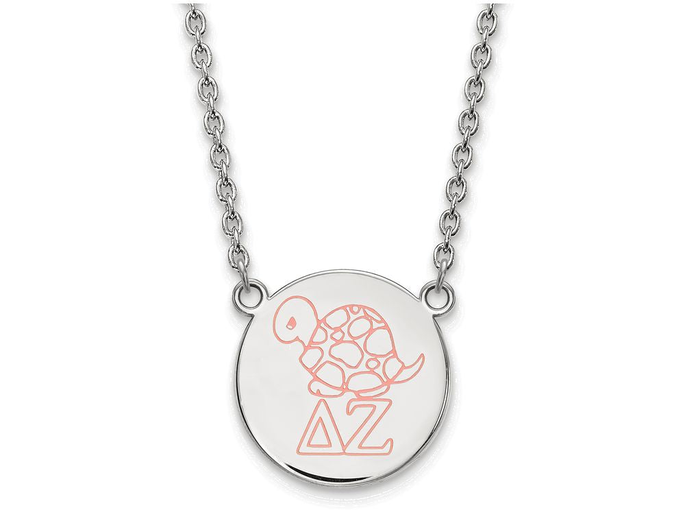 LogoArt Sterling Silver Delta Zeta Small Enameled Pendant Necklace With 18 Inch