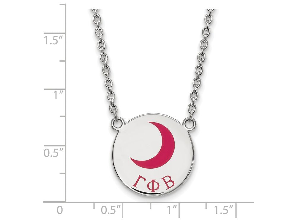 LogoArt Sterling Silver Gamma Phi Beta Small Enameled Pendant Necklace With 18 Inch