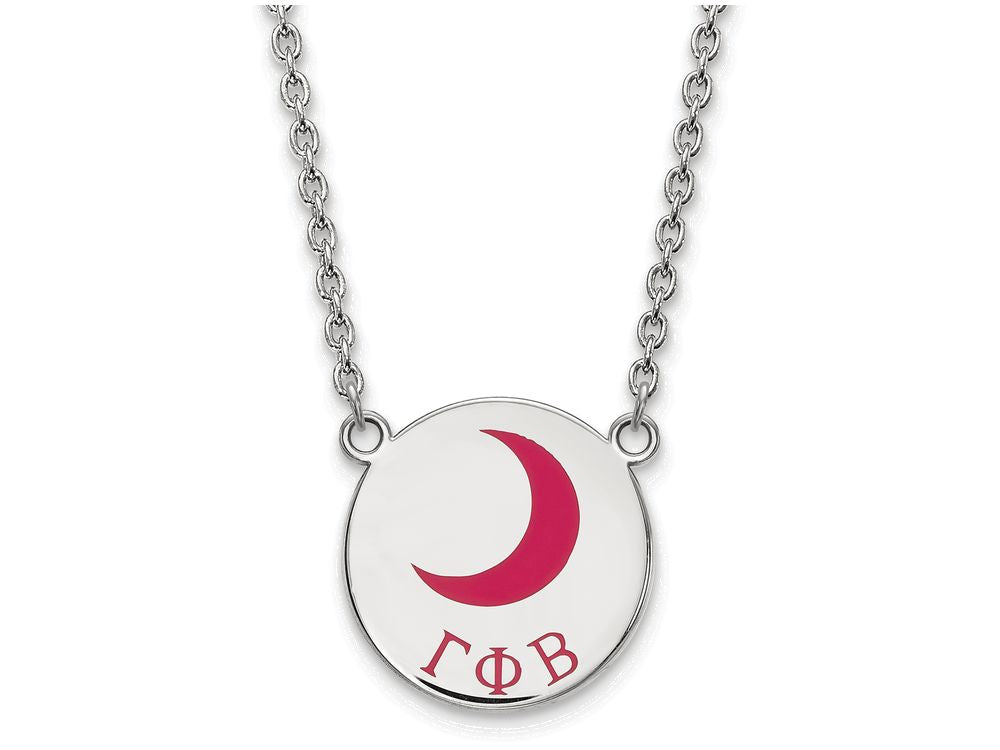 LogoArt Sterling Silver Gamma Phi Beta Small Enameled Pendant Necklace With 18 Inch