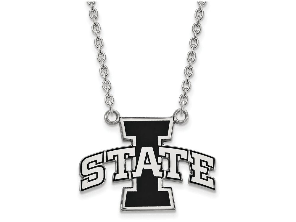 LogoArt Sterling Silver Iowa State University Large Enamel Pendant Necklace