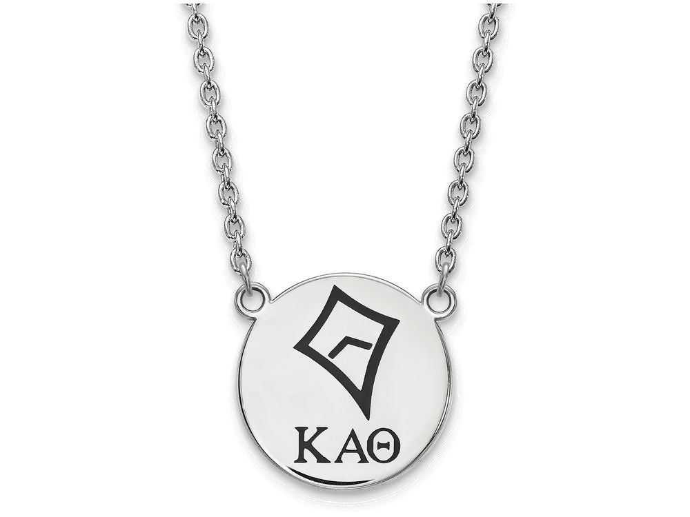 LogoArt Sterling Silver Kappa Alpha Theta Small Enameled Pendant Necklace With 18 Inch