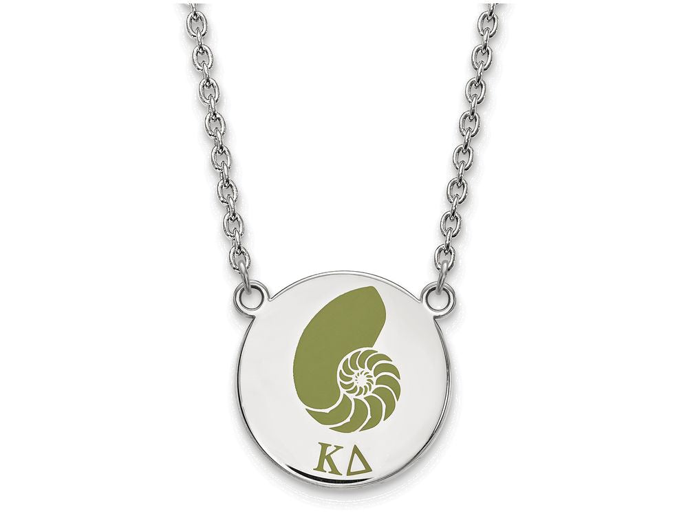 LogoArt Sterling Silver Kappa Delta Small Enameled Pendant Necklace With 18 Inch
