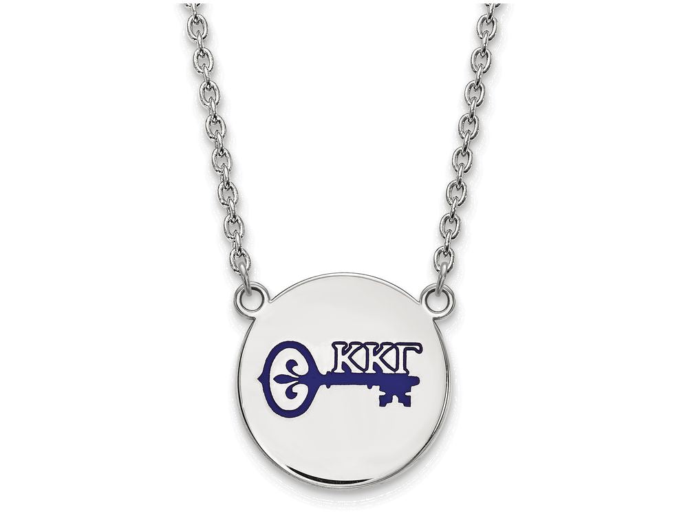 LogoArt Sterling Silver Kappa Kappa Gamma Small Enameled Pendant Necklace With 18 Inch