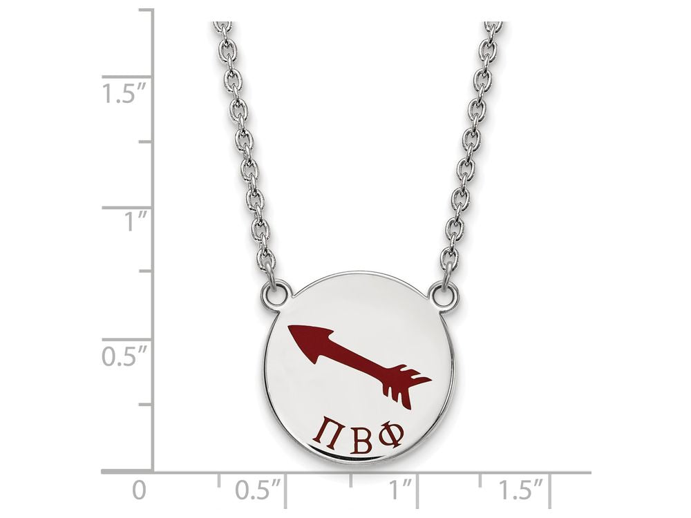LogoArt Sterling Silver Pi Beta Phi Small Enameled Pendant Necklace With 18 Inch