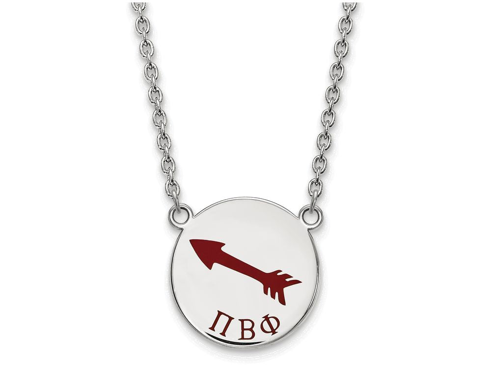 LogoArt Sterling Silver Pi Beta Phi Small Enameled Pendant Necklace With 18 Inch