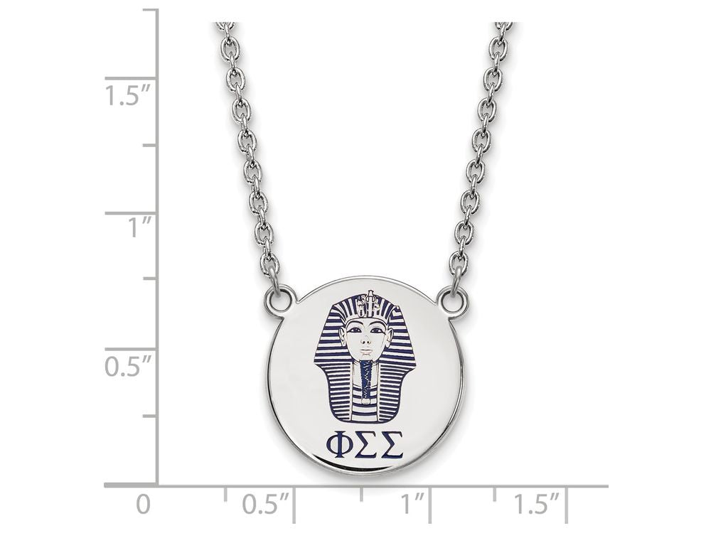 LogoArt Sterling Silver Phi Sigma Sigma Small Enameled Pendant Necklace With 18 Inch