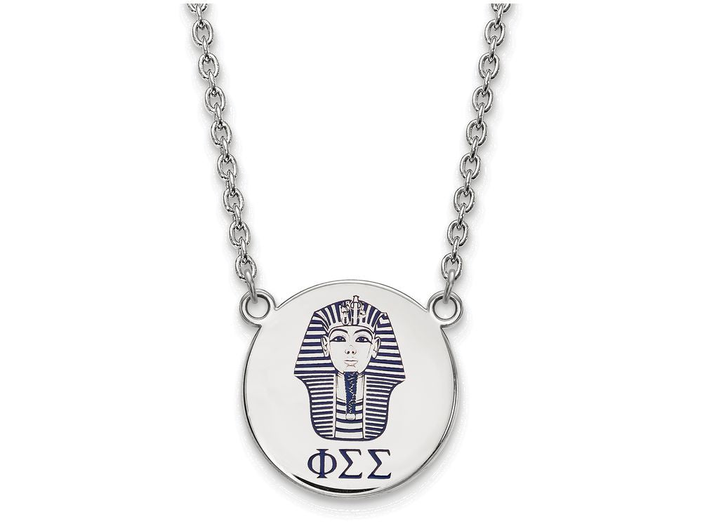 LogoArt Sterling Silver Phi Sigma Sigma Small Enameled Pendant Necklace With 18 Inch