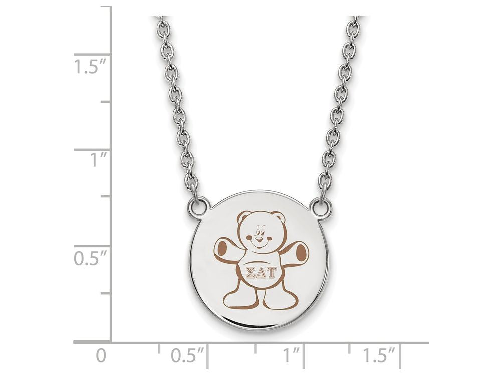 LogoArt Sterling Silver Sigma Delta Tau Small Enameled Pendant Necklace With 18 Inch
