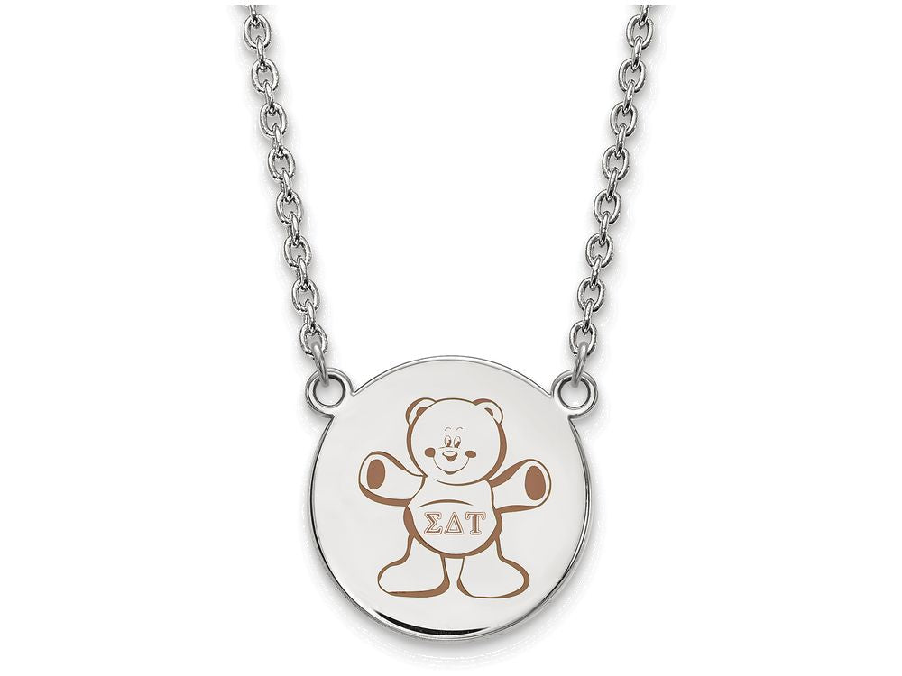 LogoArt Sterling Silver Sigma Delta Tau Small Enameled Pendant Necklace With 18 Inch