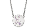LogoArt Sterling Silver Sigma Kappa Small Enameled Pendant Necklace With 18 Inch