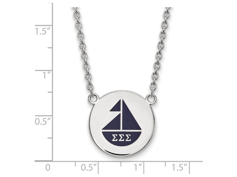 LogoArt Sterling Silver Sigma Sigma Sigma Small Enameled Pendant Necklace With 18 Inch