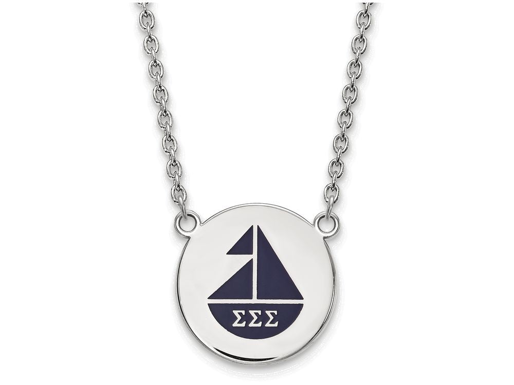 LogoArt Sterling Silver Sigma Sigma Sigma Small Enameled Pendant Necklace With 18 Inch