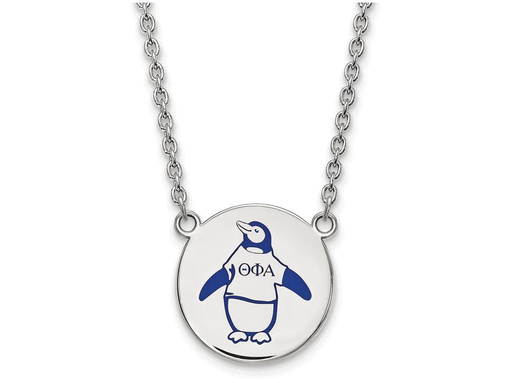 LogoArt Sterling Silver Theta Phi Alpha Small Enameled Pendant Necklace With 18 Inch