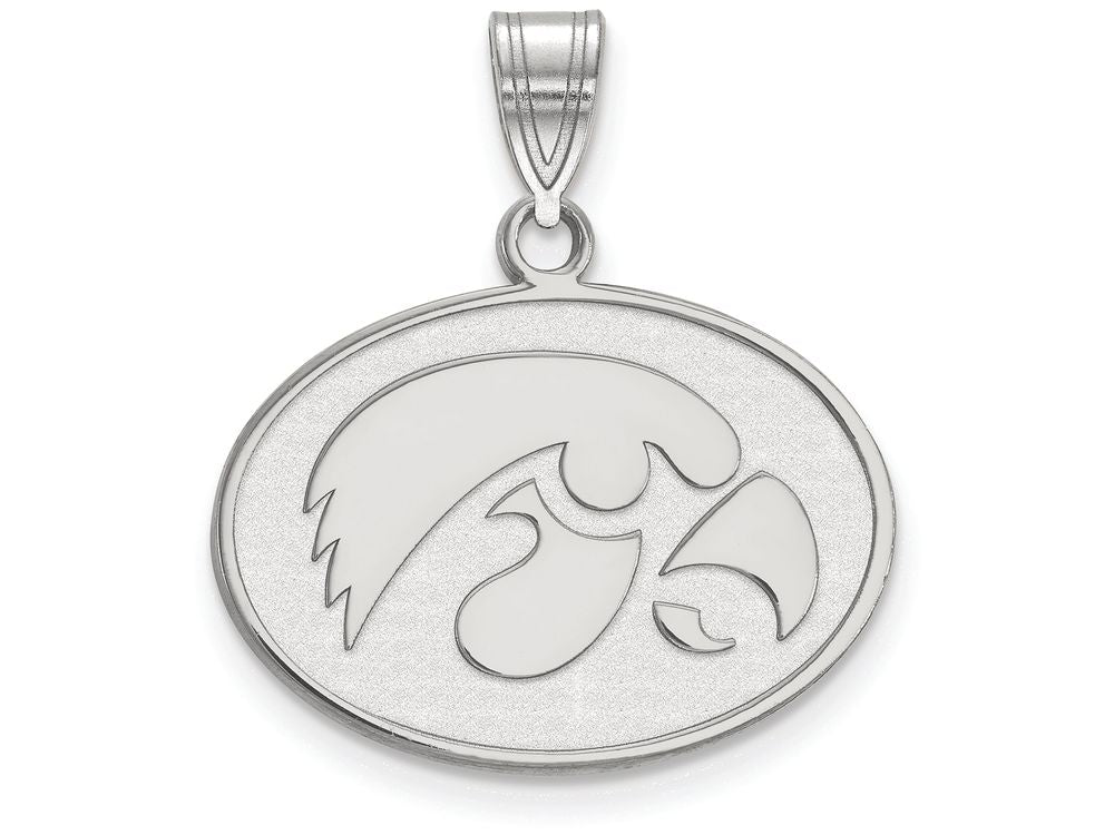 LogoArt Sterling Silver University Of Iowa Medium Pendant Necklace