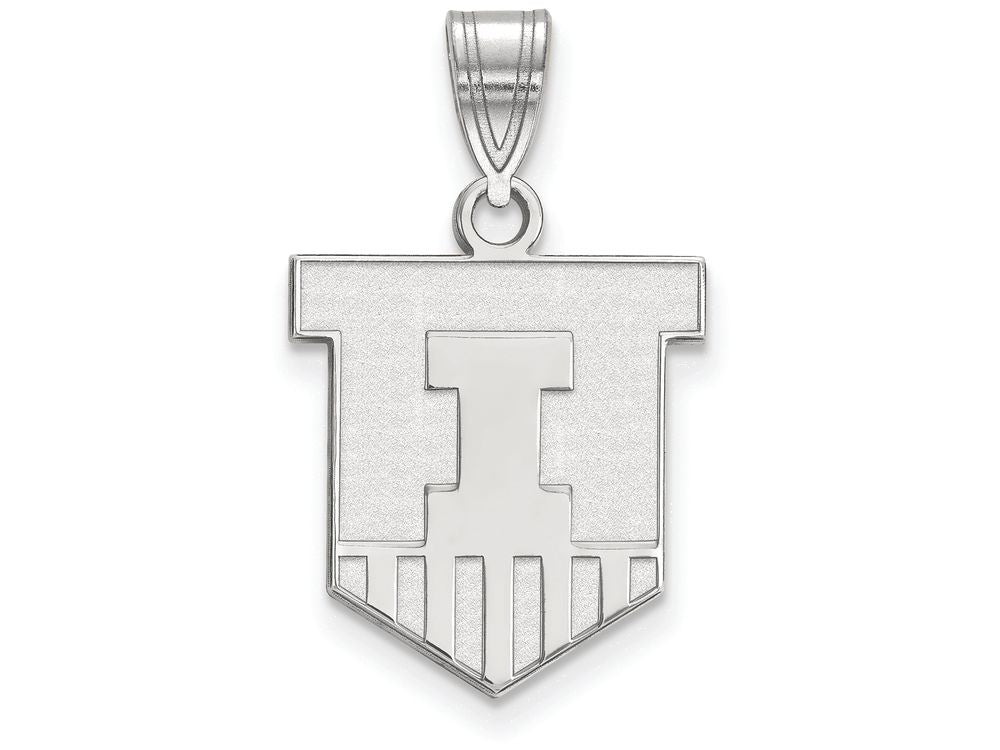 LogoArt Sterling Silver University Of Illinois Medium Pendant Necklace